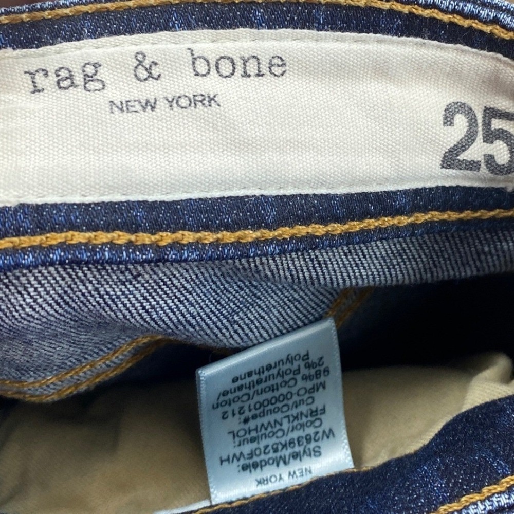 Rag & Bone Nina High-Rise Ankle Skinny Jeans Women's Size 25 Blue Distressed - Picture 5 of 10
